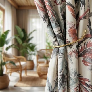 Sunset Palms Multicolour Velvet Tropical Floral Curtains 4