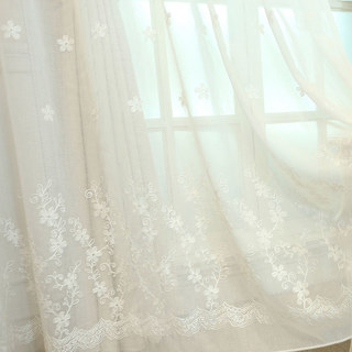 Touch Of Grace Embroidered White Flower Voile Curtain 2