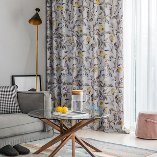 Grey on sale Chartreuse Modern Botanical Floral Curtains