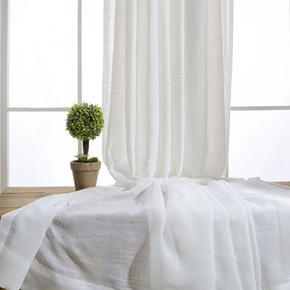 Cotton Club Pure Cotton Ivory White Heavy Semi Sheer Voile Curtain