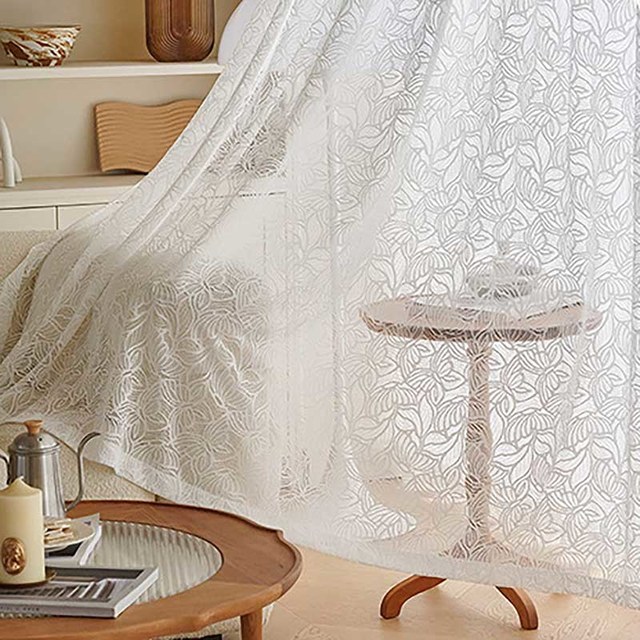 Spring Time Daisy Jacquard White Heavy Net Curtains