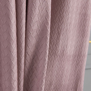 Scandinavian Basketweave Textured Pink Velvet Blackout Curtain 3