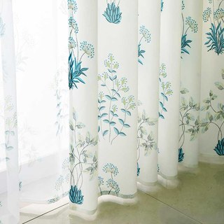 Springfield Turquoise and Green Print Floral Voile Curtain 3