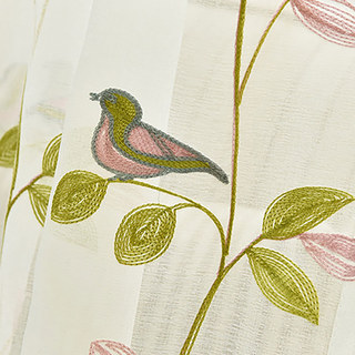 Misty Meadow Floral and Bird Embroidered Voile Curtain 6