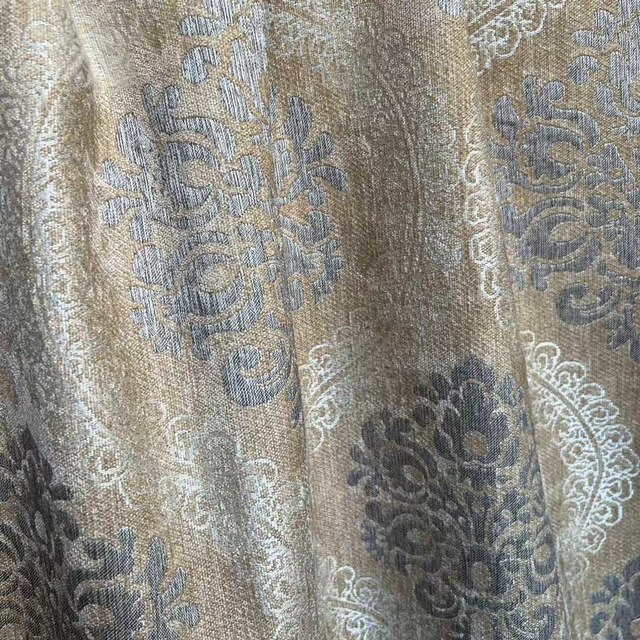 Allure Luxury Jacquard Mocha and Pastel Blue Lace Curtain