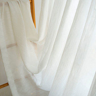 Winds in Willow Ivory White Shimmering Crinkle Crushed Voile Curtain 7