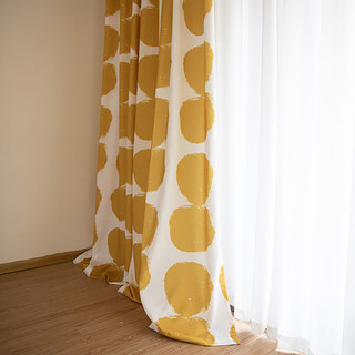 Futura Mid Century Modern Polka Dot Yellow Curtain 3