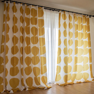 Futura Mid Century Modern Polka Dot Yellow Curtain 2