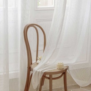 Moonstone Ivory White Textured White Striped Voile Curtain 1