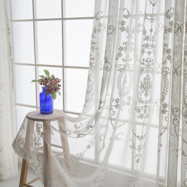 Royal Embroidered White Voile Curtain 1