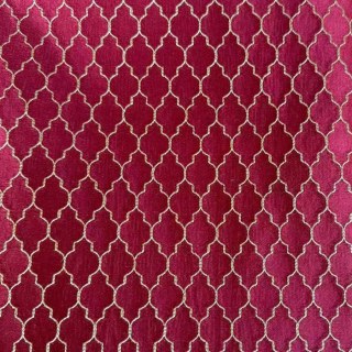 Fancy Trellis 3D Jacquard Burgundy Wine Red Curtains with Gold Details