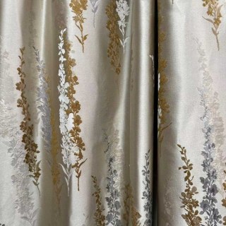 Lavender Elegance Luxury Jacquard Cream Gold Floral Curtains 5