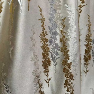 Lavender Elegance Luxury Jacquard Cream Gold Floral Curtains 7