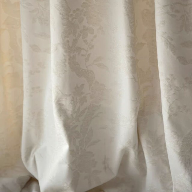 Mandarin Garden Chinoiserie Cream Chenille Floral Curtain 1