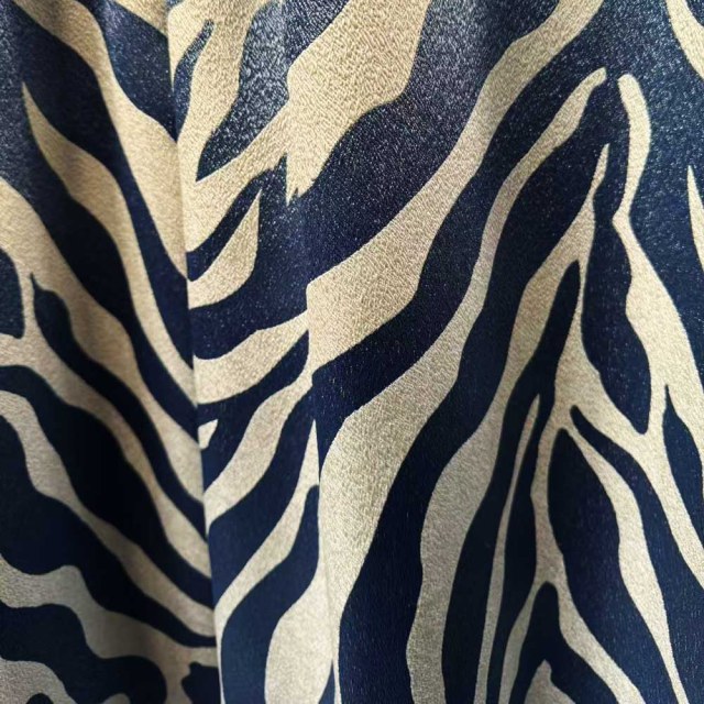 Savannah Luxury Jacquard Navy Blue Zebra Print Curtain 1