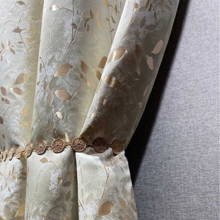 Golden Grove Luxury Jacquard Silky Cream Gold Curtain