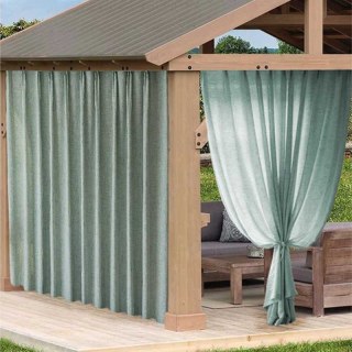 Endless Summer Waterproof Mint Green Linen Style Outdoor Heavy Voile Curtain 2
