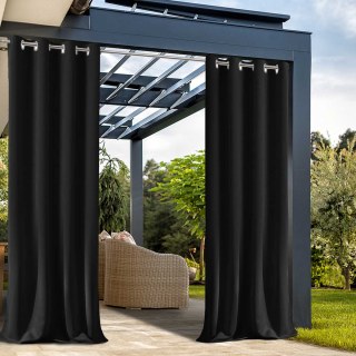 Malibu Waterproof Blackout Twill Black Outdoor Curtain 2