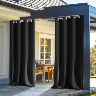Malibu Waterproof Blackout Twill Black Outdoor Curtain 3