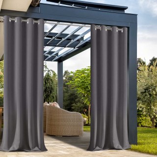 Malibu Waterproof Blackout Twill Dark Grey Outdoor Curtain 2