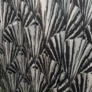 Gilded Breeze Black and Silver Art Deco Geometric Curtains 2