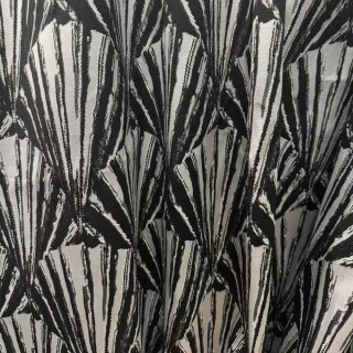 Gilded Breeze Black and Silver Art Deco Geometric Curtains