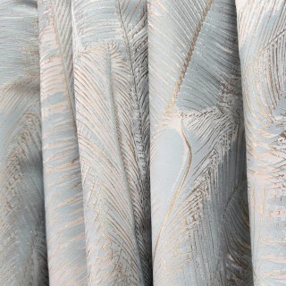Palm Elegance Pastel Blue and Gold Tropical Curtains