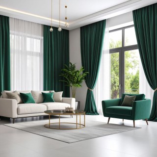 Premium Deep Forest Emerald Green Velvet Curtain 3