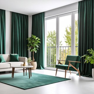 Premium Deep Forest Emerald Green Velvet Curtain 2