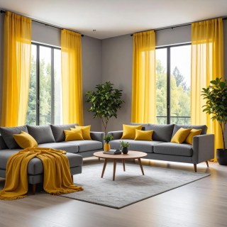 Smarties Bright Yellow Soft Sheer Voile Curtain 1