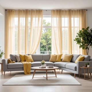 Smarties Champagne Yellow Soft Sheer Voile Curtain 2