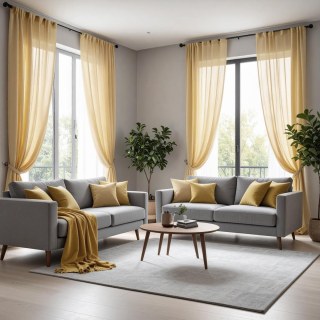 Smarties Champagne Yellow Soft Sheer Voile Curtain 4