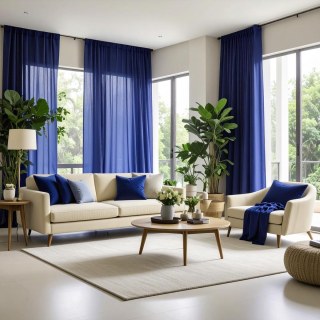 Smarties Navy Blue Soft Sheer Voile Curtain 2