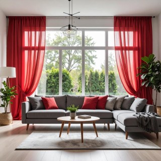 Smarties Red Soft Sheer Voile Curtain 3