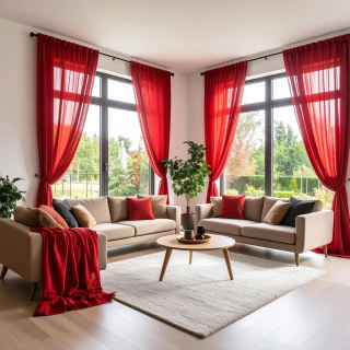 Smarties Red Soft Sheer Voile Curtain 2