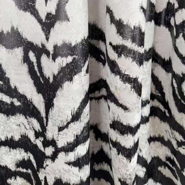 Tiger Stripes Black and White Animal Print Curtain 1