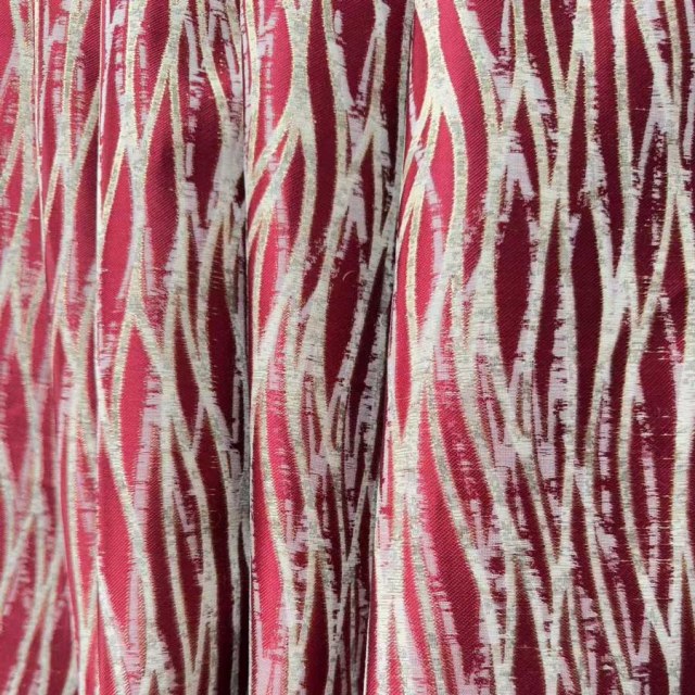 Woven Drift Abstract Geometric Burgundy Wine Red Curtains with Gold Details 1