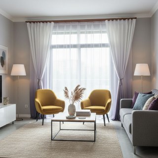 Candy Land Linen Style Grey Ombre Curtain 4