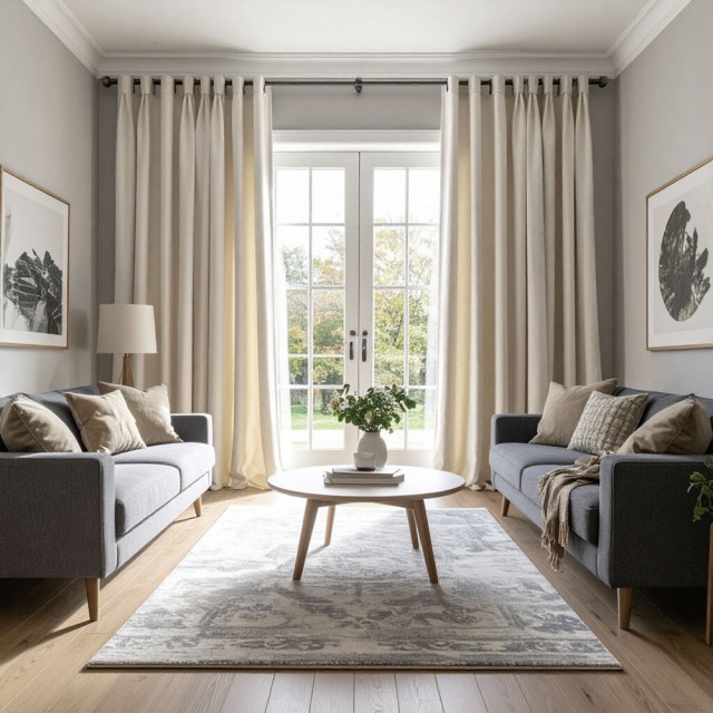 Double Plush Off White Chenille Blackout Curtain 1