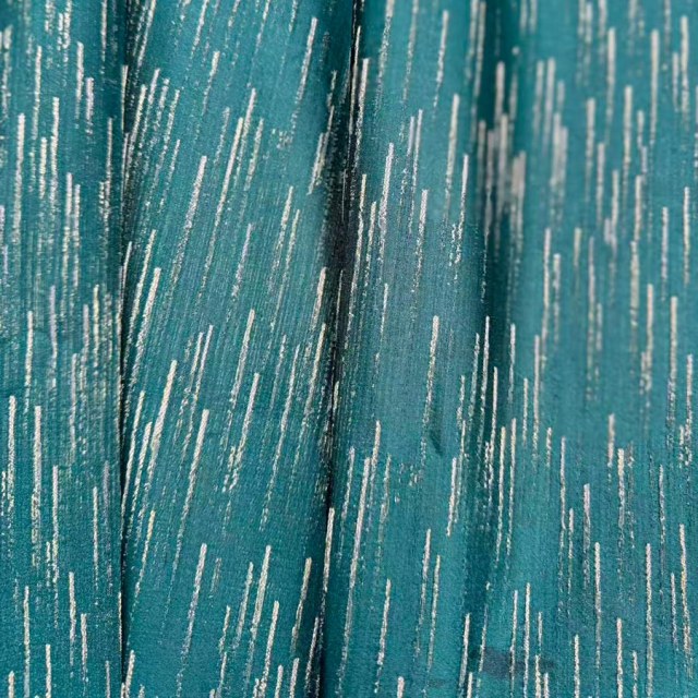 Gilded Stream Teal Green Curtain with Metallic Stripes 1