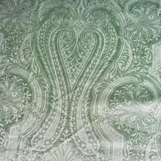 Royal Mirage Sage Duck Egg Green Damask Velvet Curtain