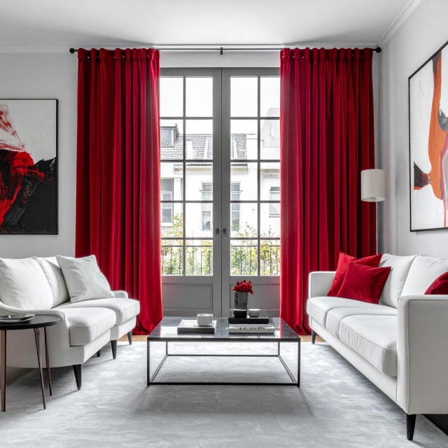 Lustrous Scarlet Red Velvet Curtains 1