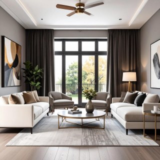 Lustrous Taupe Grey Velvet Curtain