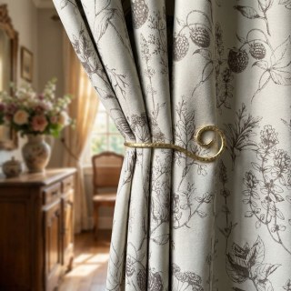 Berry Meadow Mocha Brown Floral Chenille Curtains