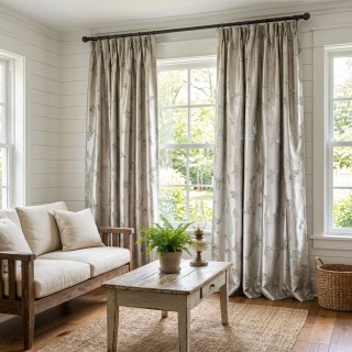 Butterfly Ballet Jacquard Cream Satiny Floral Curtain 2