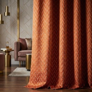 Elegante Art Deco Chevron Orange Curtain