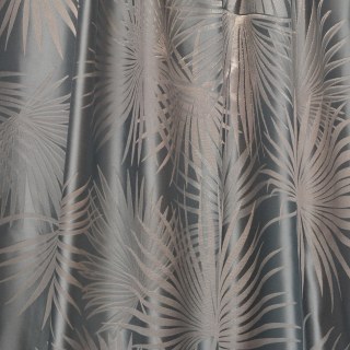 Fan Palm Silhouette Duck Egg Blue Satin Tropical Leaves Curtain