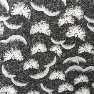 Fluttering Fanburst Art Deco Geometric Black and White Curtains 6