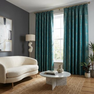 Hexagon Haven Geometric Teal Curtains 3