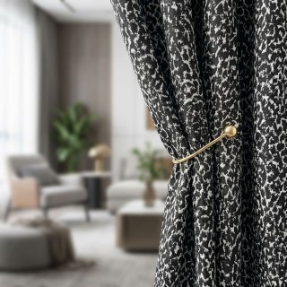 Noir Safari Leopard Spot Black and White Animal Print Curtains 3